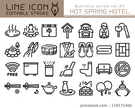 Line Icon Business Series vol.34 Hot Spring Inn Line Icon Business Series vol.34 Hot Spring Inn 116571406