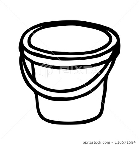 Doodle bucket sketch. Hand drawn tool graphic symbol isolated on white background 116571584