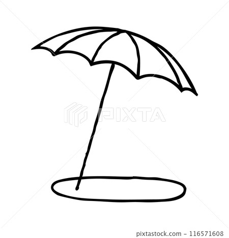 Doodle Beach Umbrella sketch. Hand drawn beach graphic symbol isolated on white background 116571608
