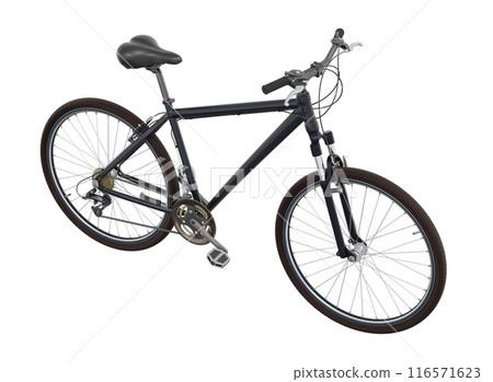Black bicycle, side top view isolated on white background, 3D illustration 116571623
