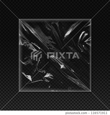 Vector illustration of a square polyethylene packaging texture on an isolated black background. 116571911