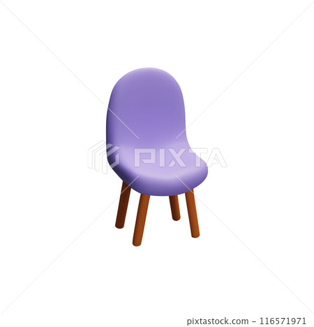 Modern blue armchair, rounded soft chair with wooden legs 3D plastic style vector icon, volume lounge couch furniture Modern blue armchair, rounded soft chair with wooden legs 3D plastic style vector icon, volume lounge couch furniture 116571971