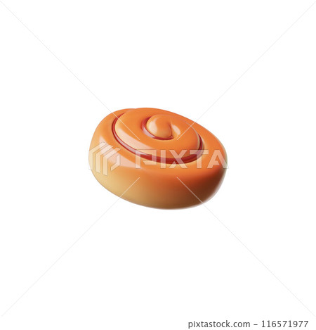 3D round bread, bun with jam plastic style vector icon, realistic pie tasty bakery, volumetric glossy sweet baked food 116571977