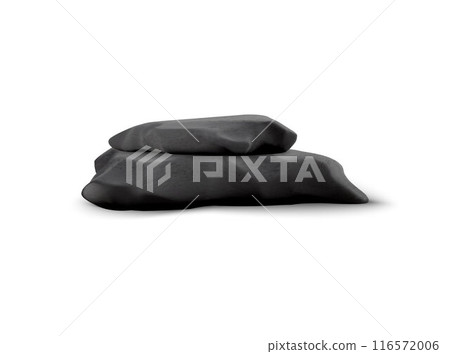 3d dark gray stone empty podium made from two flat smooth stones. 116572006