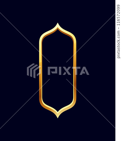 Medieval golden frame, vintage empty shiny border oriental style shape, vector luxury label for interface ui ux game 116572099