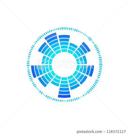 Blue circular sound equalizer effect, vector illustration. 116572127