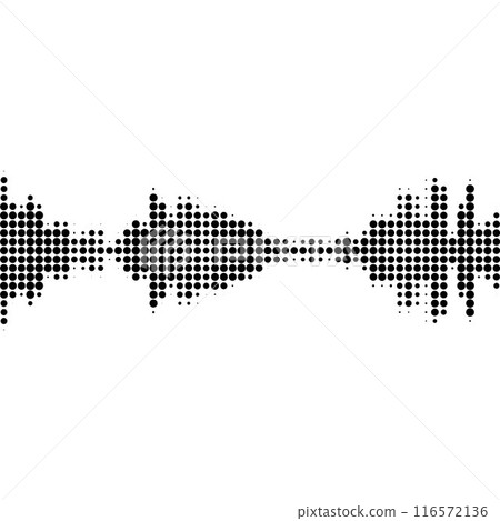 Vector sound wave with pixel particles for design. Isolated background. Vector sound wave with pixel particles for design. Isolated background. 116572136