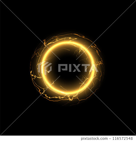 Glowing fire ring lightning on isolated black background. Glowing fire ring lightning on isolated black background. 116572548