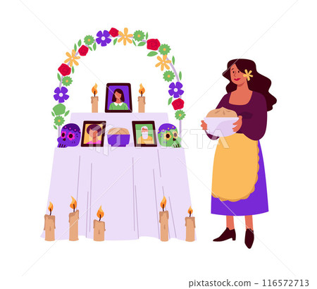 Dia de los Muertos. Altar for relatives. 116572713