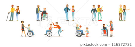 Disabled People Character with Different Disability Vector Set 116572721