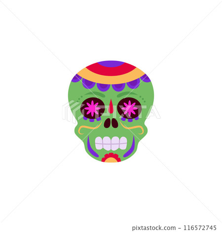 Vector icon for the Day of Death in the form of a colorful skull 116572745