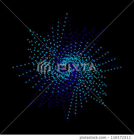 blue-blue snowflake on a black background, holiday, winter, New Year, abstraction from multi-colored circles 116572811