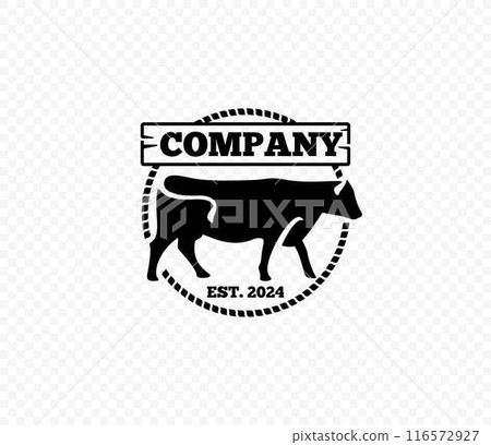 Vector vintage emblem with cow silhouette 116572927