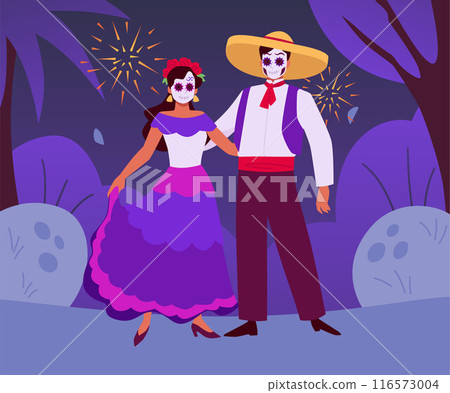 Dia de los Muertos holiday in vector illustration. 116573004