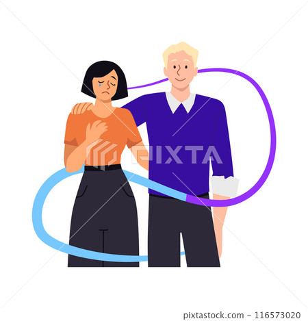 Suicide Prevention Month vector a guy hugging a crying girl as a symbol of support 116573020