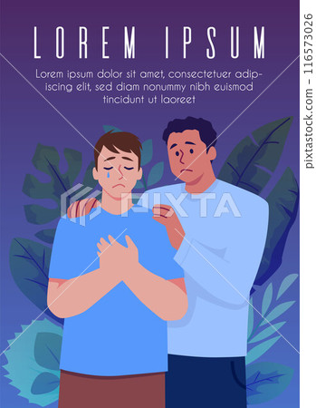 A man tries to help his upset friend. A man tries to help his upset friend. 116573026