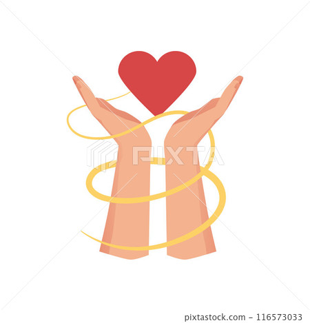 Hands with heart gesture with yellow ribbon vector icon, positive love symbol suicide prevention, empathy mental health Hands with heart gesture with yellow ribbon vector icon, positive love symbol suicide prevention, empathy mental health 116573033