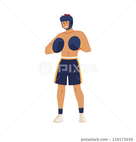 Martial arts character doing boxing. Isolated background. Martial arts character doing boxing. Isolated background. 116573039