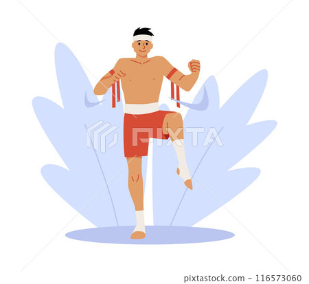 Martial arts. Muay Thai. Free fight. 116573060
