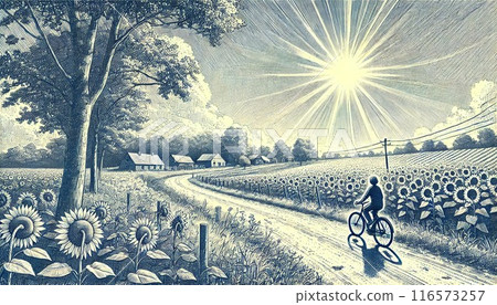 鄉村公路上的騎自行車者 116573257