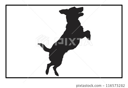 Jumping Dog Silhouette - Canine Action Illustration and Clipart 116573282