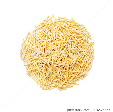 Raw Trofie Pasta, Dry Italian Macaroni, Traditional Genoa Food, Raw Noodle, Modern Ligurian Cuisine 116573833