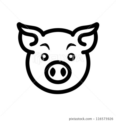 Pig icon or modern line symbol. Vector line art and icon design with bold outline. Black and white Pixel Perfect minimalistic symbol isolated white background. Silhouette simple thin sign 116573926