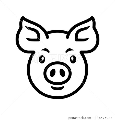 Pig icon or modern line symbol. Vector line art and icon design with bold outline. Black and white Pixel Perfect minimalistic symbol isolated white background. Silhouette simple thin sign Pig icon or modern line symbol. Vector line art and icon design with bold outline. Black and white Pixel Perfect minimalistic symbol isolated white background. Silhouette simple thin sign 116573928