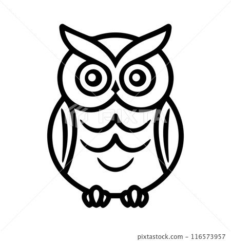 Owl icon or modern line symbol. Vector line art and icon design with bold outline. Black and white Pixel Perfect minimalistic symbol isolated white background. Silhouette simple thin sign 116573957