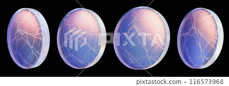 3D glasses round shape set, geometric ice holographic plate cracked material, fractured surface. 3D glasses round shape set, geometric ice holographic plate cracked material, fractured surface. 116573968