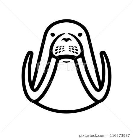 Walrus icon or modern line symbol. Vector line art and icon design with bold outline. Black and white Pixel Perfect minimalistic symbol isolated white background. Silhouette simple thin sign 116573987