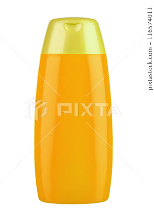 Yellow bottle for shampoo isolated on white background. Ready for your design. Yellow bottle for shampoo isolated on white background. Ready for your design. 116574011