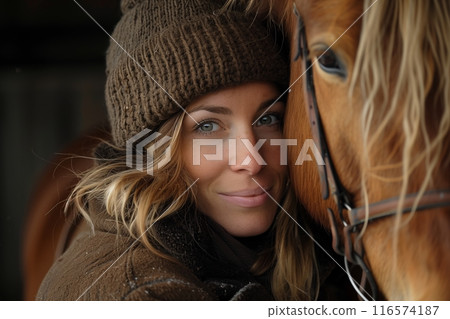 beauty woman with horse 116574187