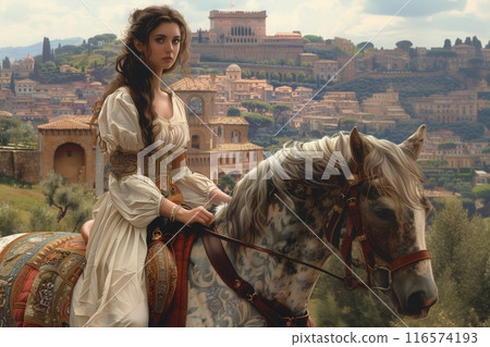 beauty woman with horse 116574193