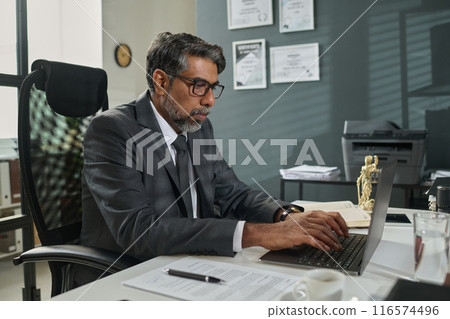 Serious lawyer networking in office Serious lawyer networking in office 116574496