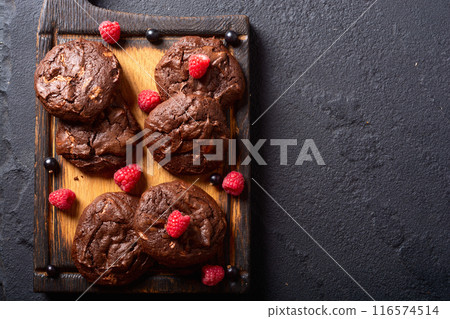 Group of homemade american chocolate cookies Group of homemade american chocolate cookies 116574514