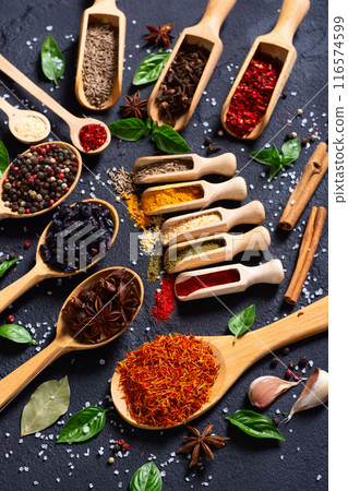 Mix of spices . Indian food background Mix of spices . Indian food background 116574599