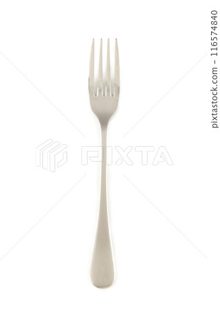 Silver fork isolated on white background, close up 116574840