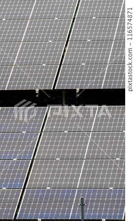 House roof with photovoltaic modules. 116574871