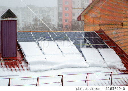 Solar panels covered by snow Solar panels covered by snow 116574940