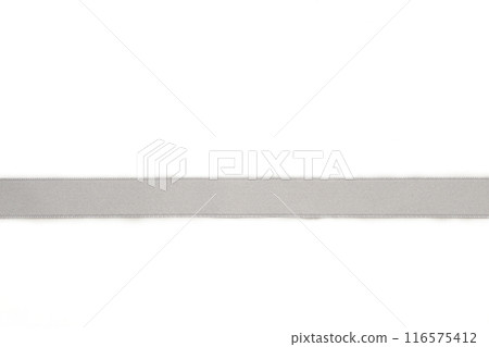 Shiny silver satin ribbon on white background Shiny silver satin ribbon on white background 116575412