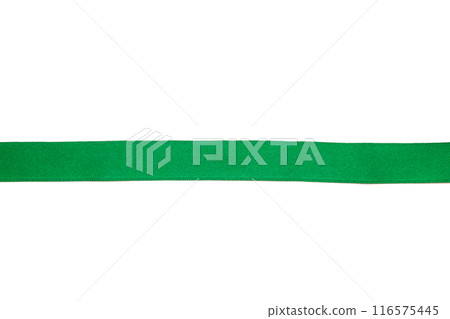 Green ribbon on white background with clipping path. 116575445