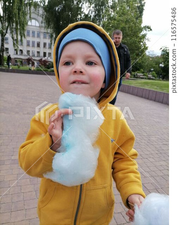 Happy children eat sweet wool 116575486