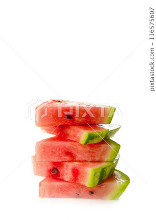 Slices of watermelon isolated on white background. Slices of watermelon isolated on white background. 116575607