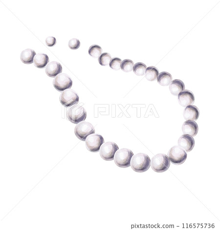 Pearl necklace in watercolor illustration. Hand drawn watercolor beads for fashion illustrations, cards, beauty blogs. The composition is isolated from the background 116575736