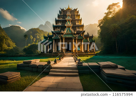 Ancient Ta Promh temple in the jungle 116575994