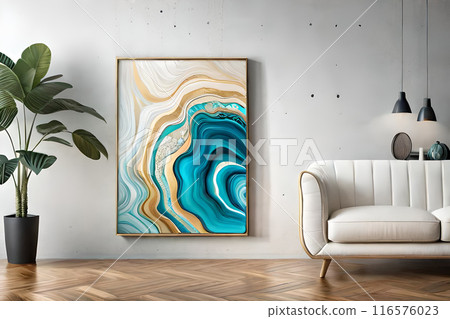 Living room illustration 3D rendering AI digitally generated image 116576023
