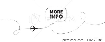 More info tag. Plane travel path line banner. Navigation sign. Read description symbol. More info speech bubble message. Plane location route. Dashed line. Vector More info tag. Plane travel path line banner. Navigation sign. Read description symbol. More info speech bubble message. Plane location route. Dashed line. Vector 116576185