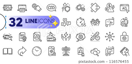 Outline set of Seo phone, Cogwheel and Cloud computing line icons for web with Password encryption, Share, Deflation thin icon. Improving safety, Ad, Security lock pictogram icon. Vector Outline set of Seo phone, Cogwheel and Cloud computing line icons for web with Password encryption, Share, Deflation thin icon. Improving safety, Ad, Security lock pictogram icon. Vector 116576455