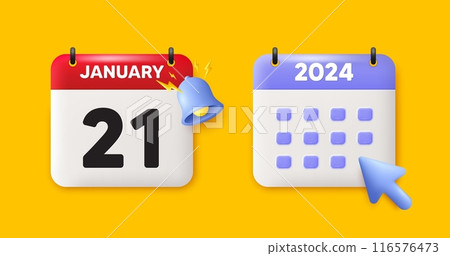 21th day of the month icon. Calendar date 3d icon. Event schedule date. Meeting appointment time. 21th day of January month. Calendar event reminder date. Vector 116576473